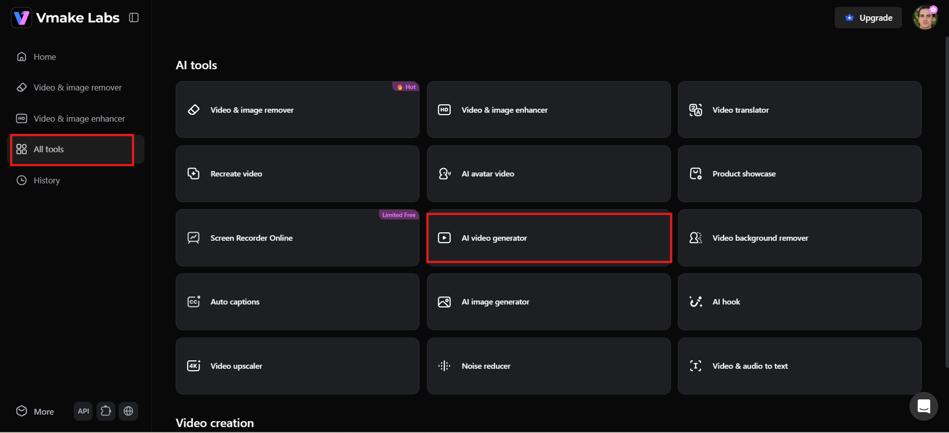 Access AI video generator