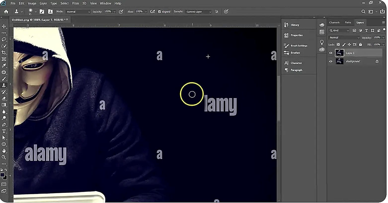 text Paint over the watermark