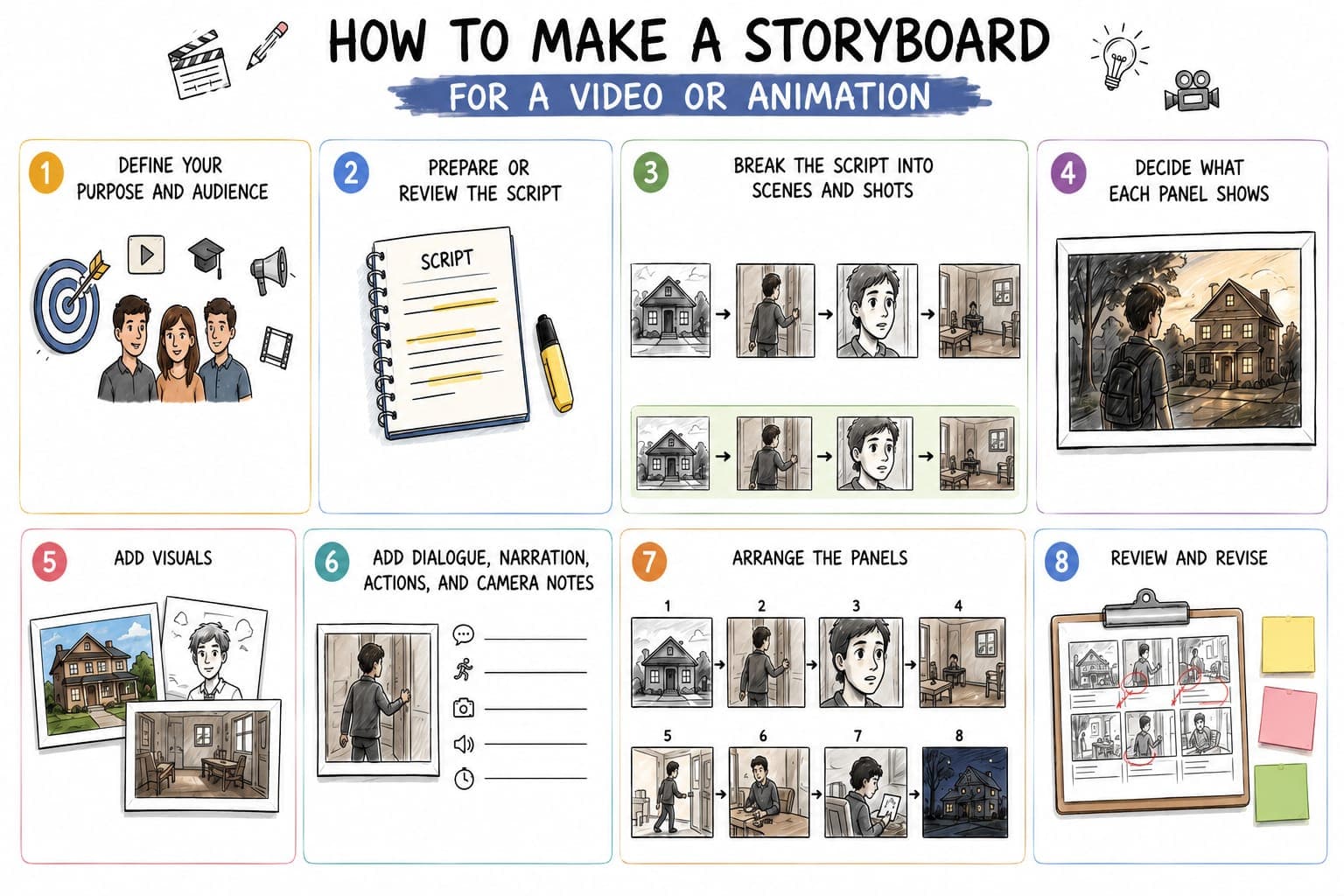 text Make a Storyboard for a video or animation