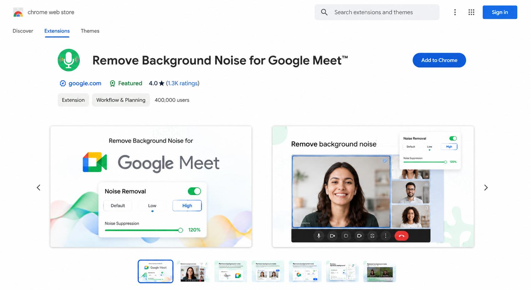 text Remove Background Noise for Google Meet