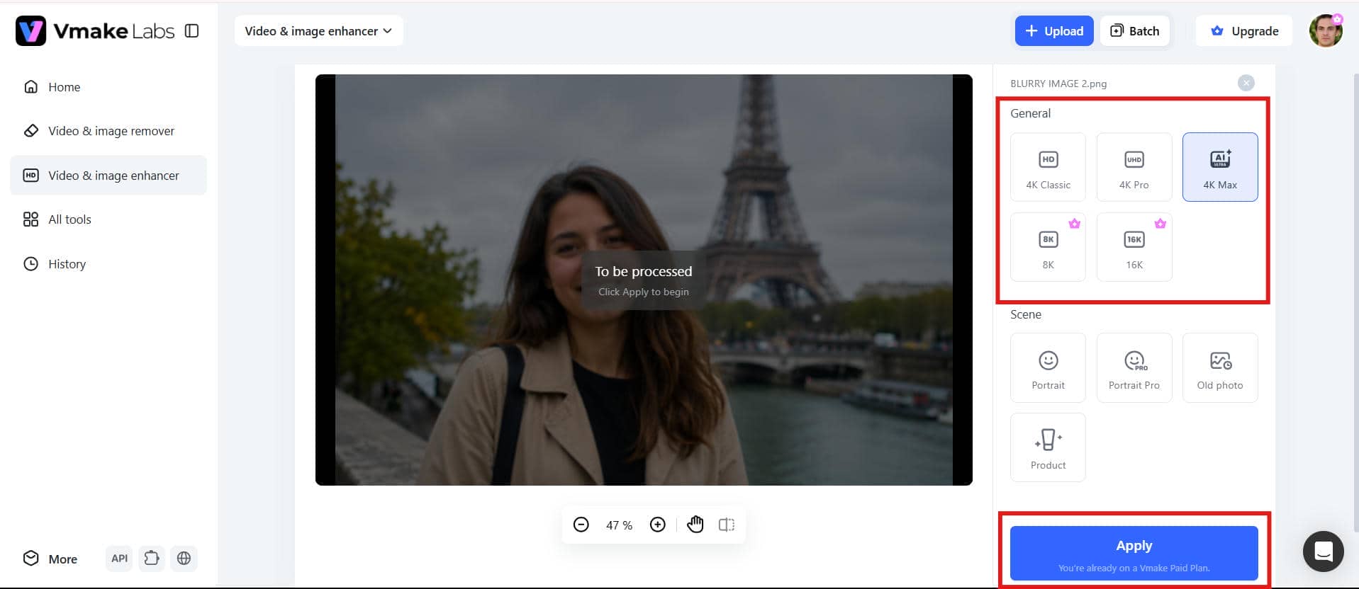 Let AI enhance the photo