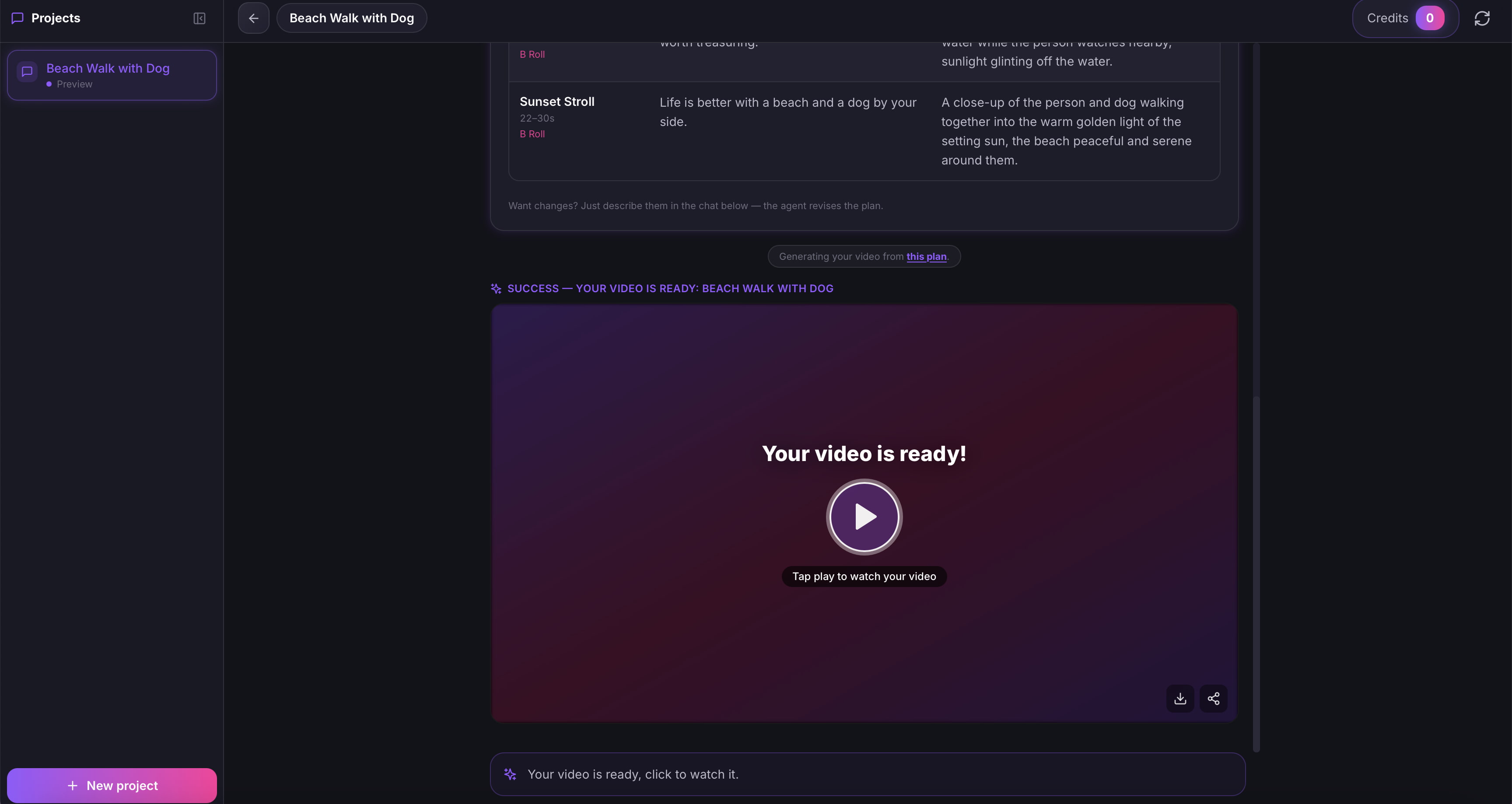 text Adjust the available settings and generate the video