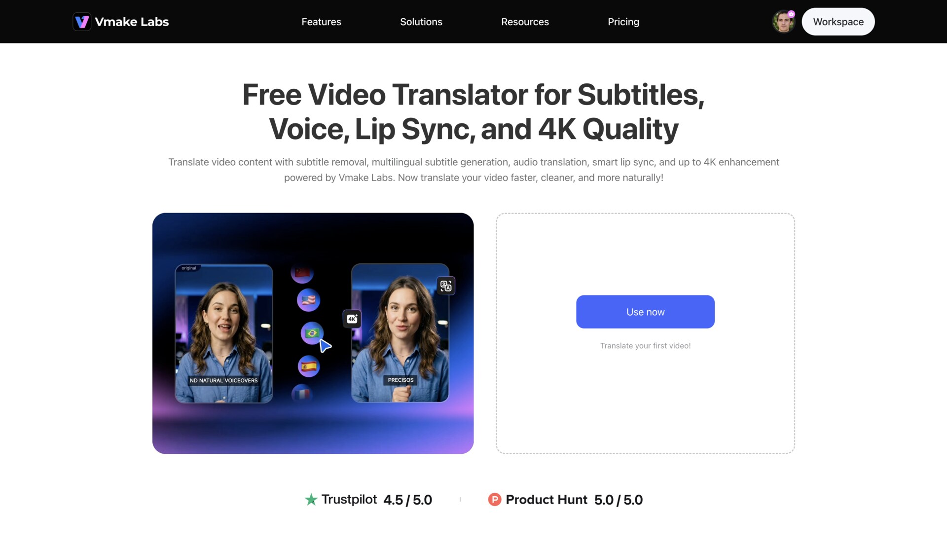 Vmake Labs video translator