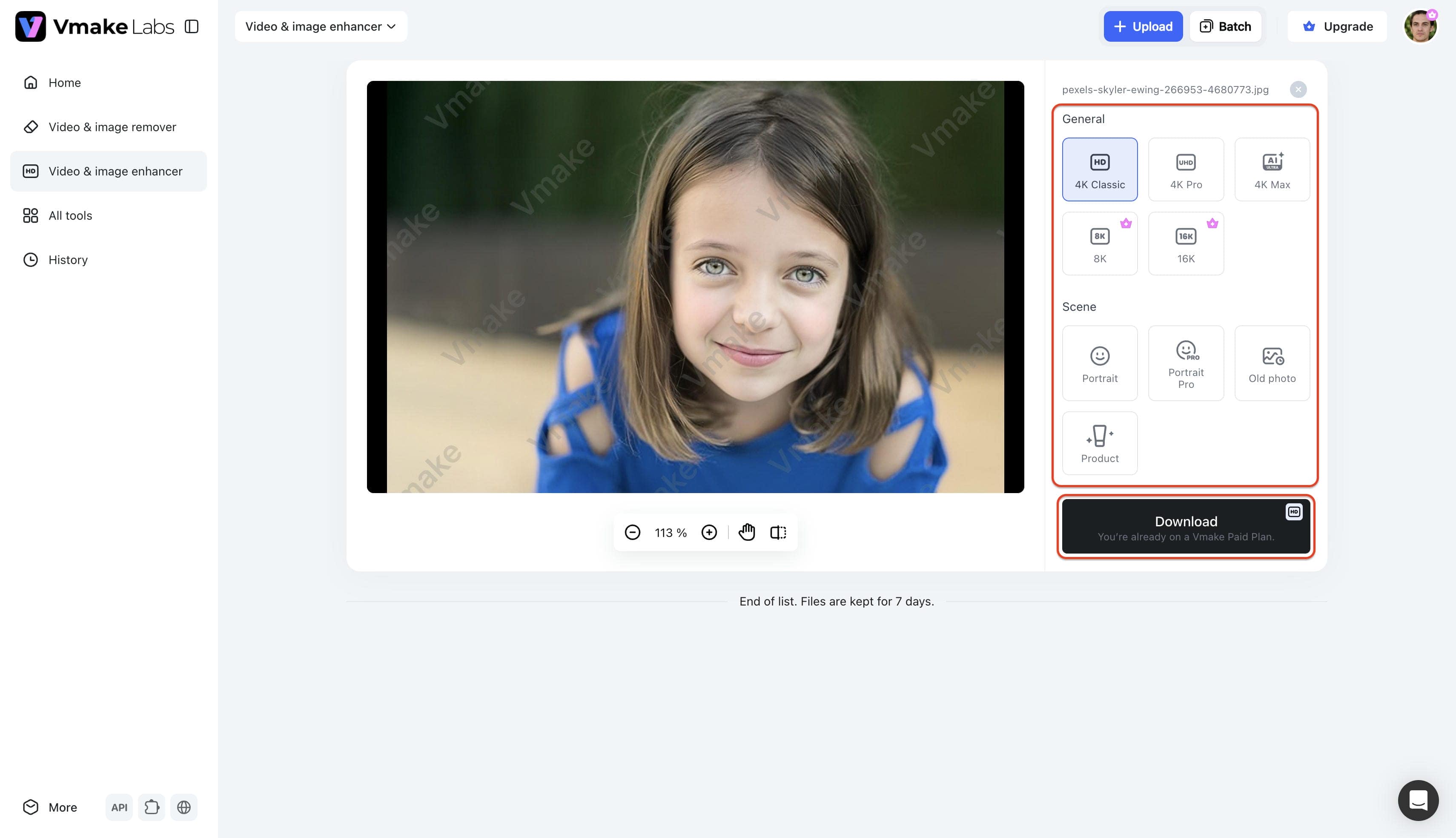 Step 3: Enhance and export the image