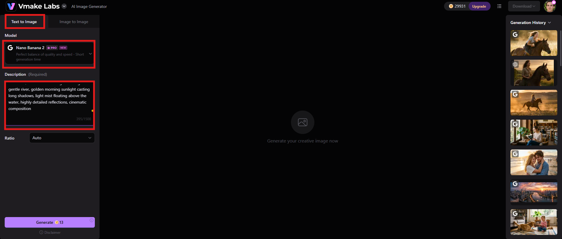 text Enter a text prompt
