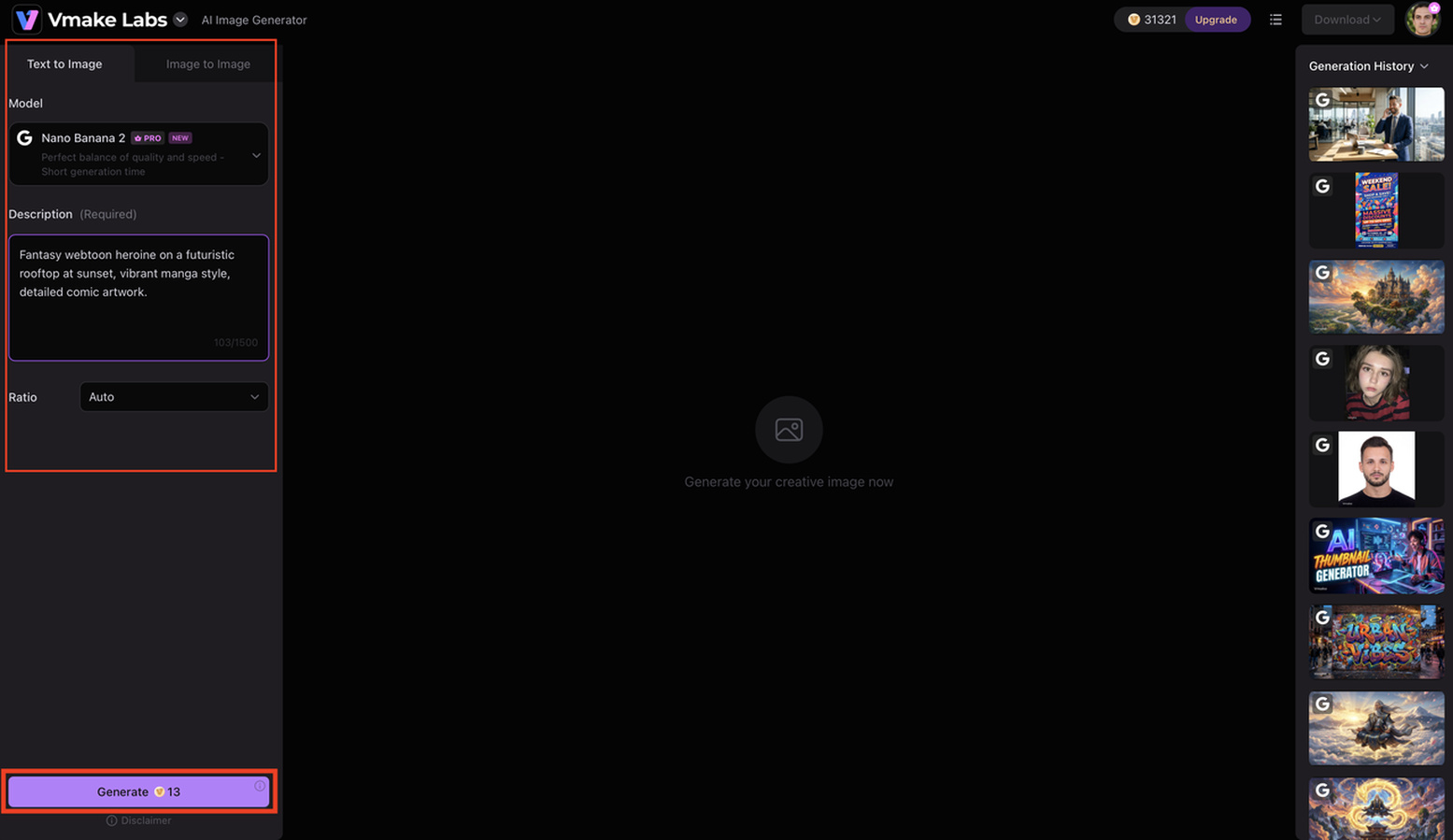 text Enter your prompt or upload reference images