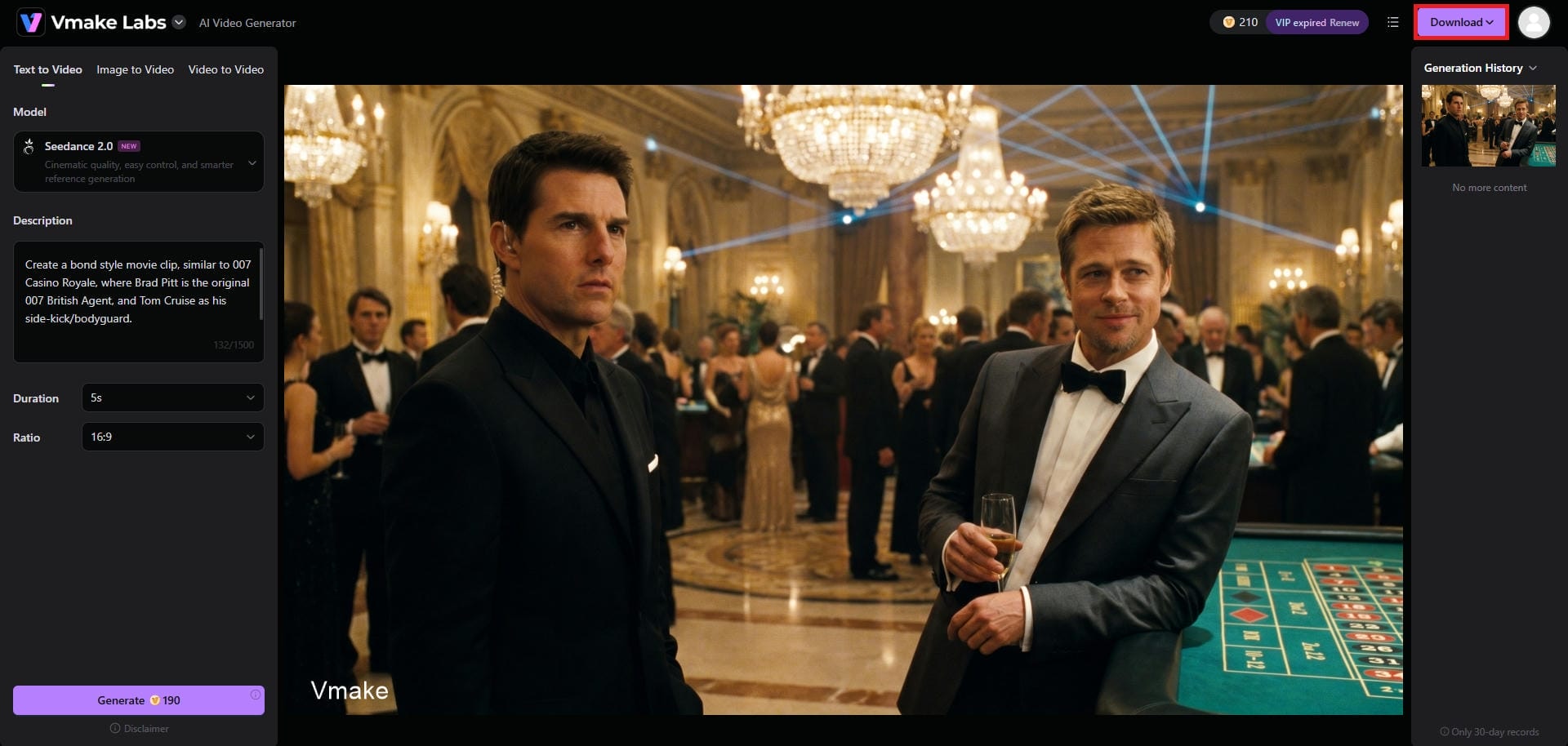 Export your Tom Cruise & Brad Pitt video