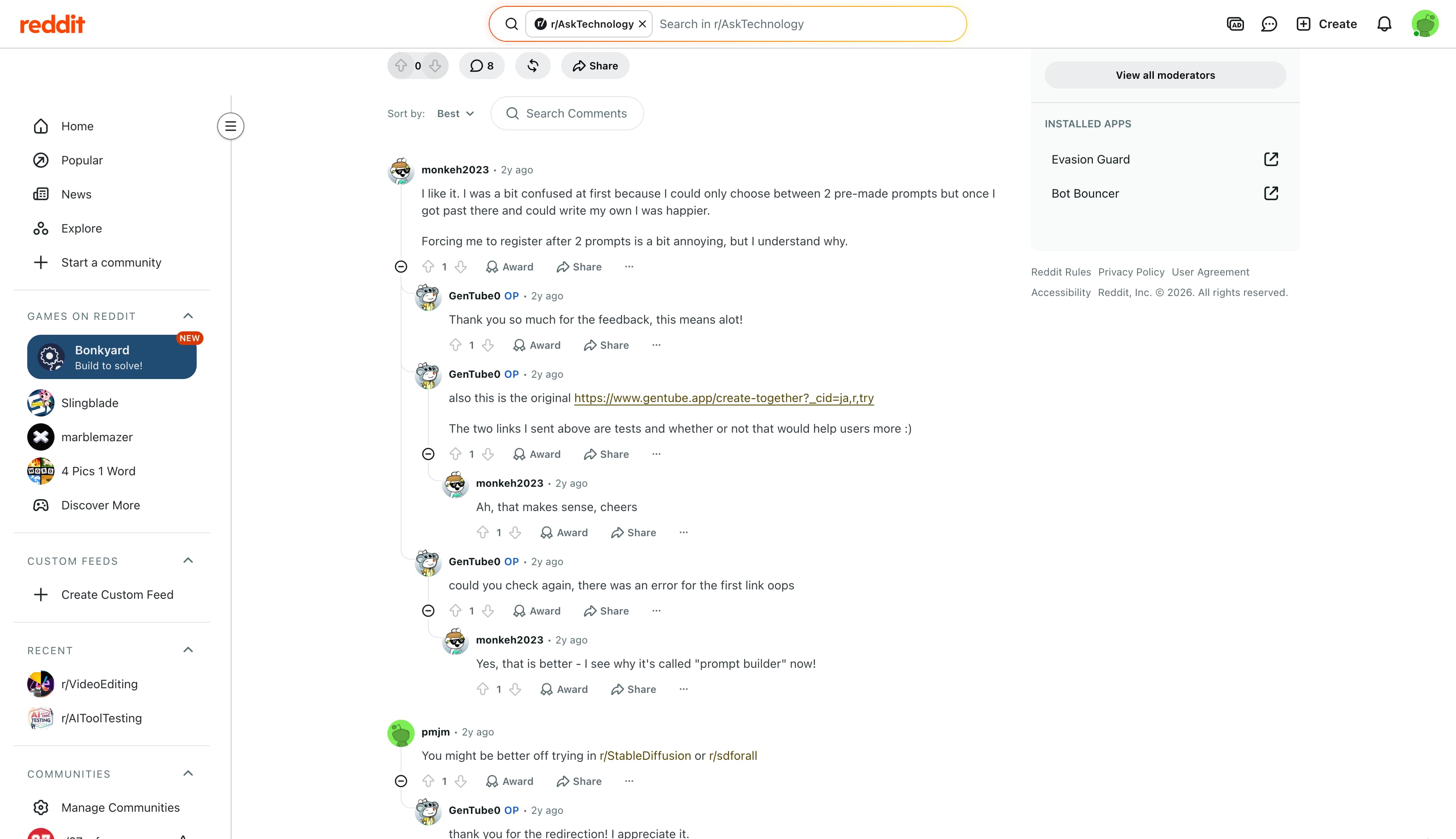 Reddit (r/AskTechnology)