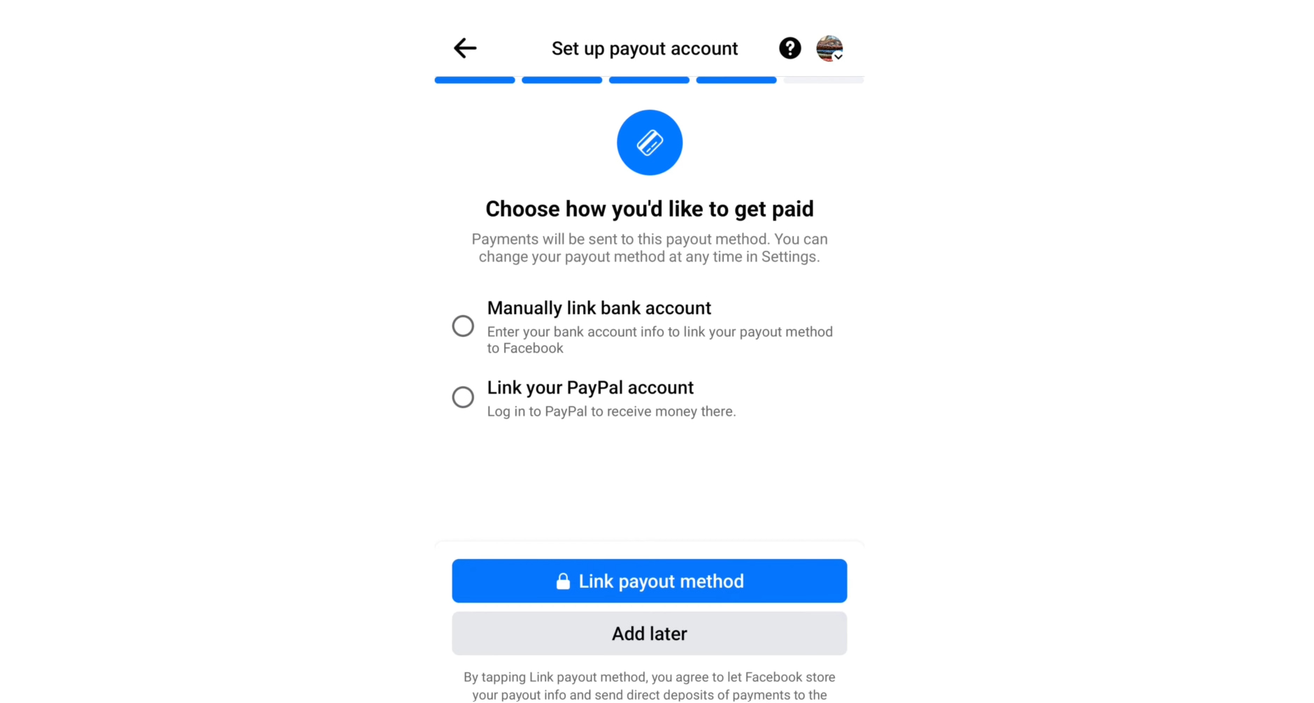 Set up payment information