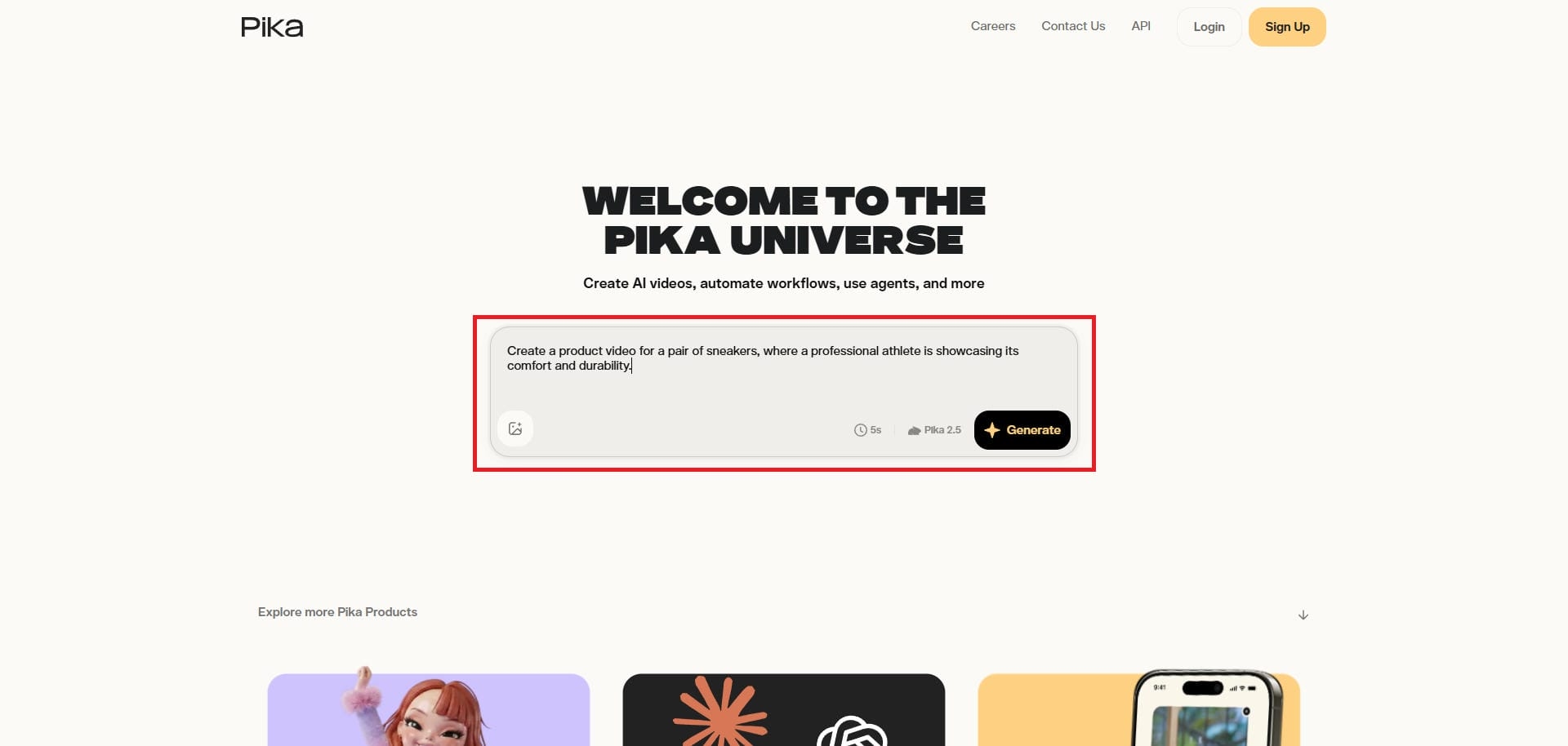 Enter your prompt for AI video generation