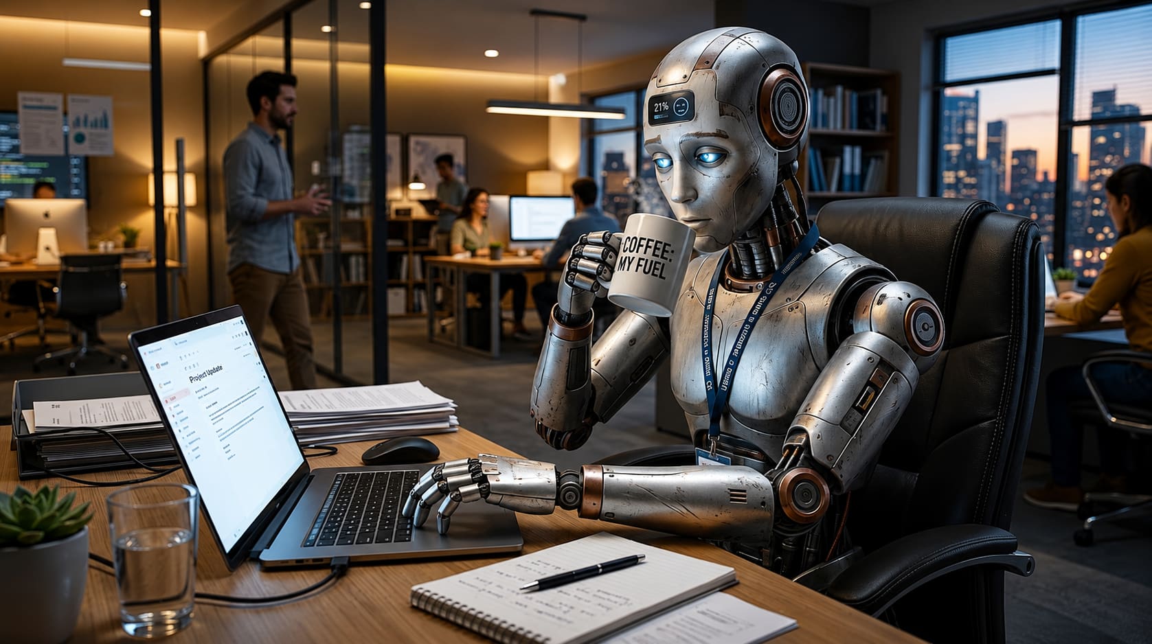 text Robot Working in an Office