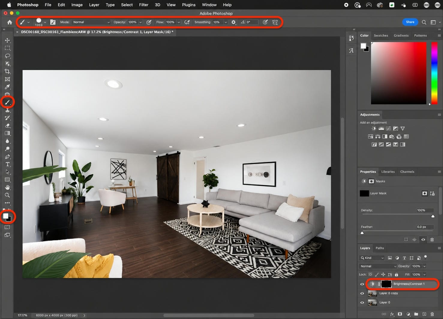 text Step 3: Brush in the light selectively