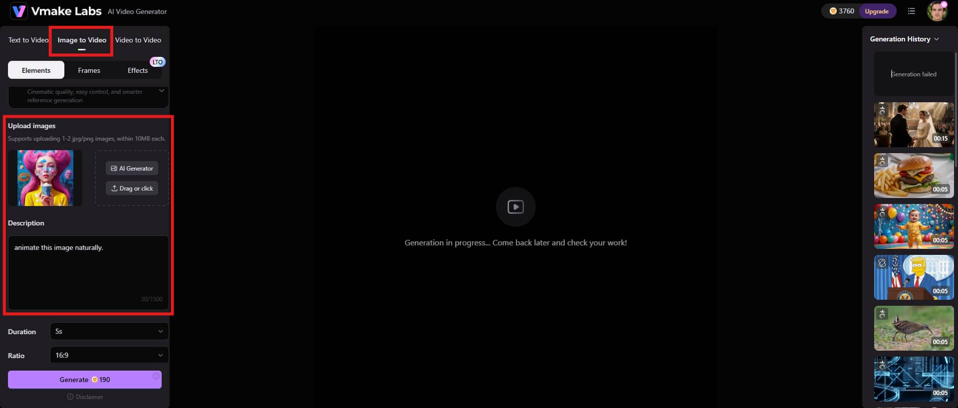 upload image and add prompt