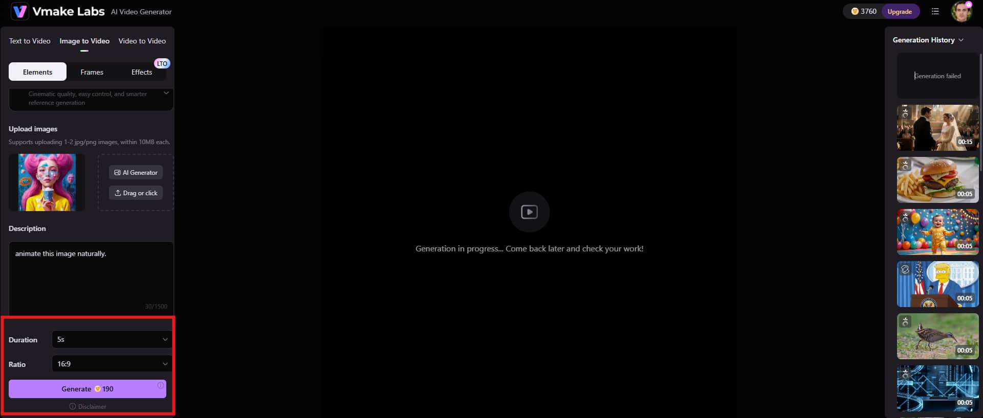 adjust duration and aspect ratio