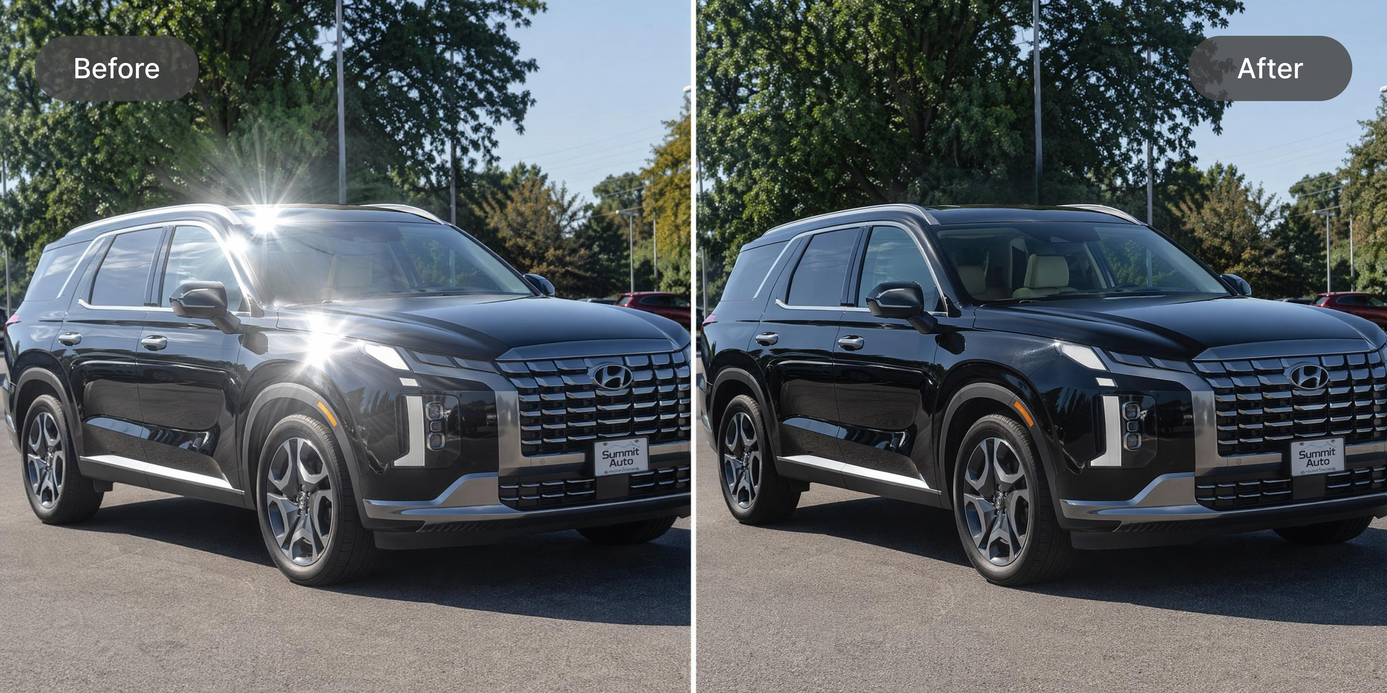 Remove glare from car photos
