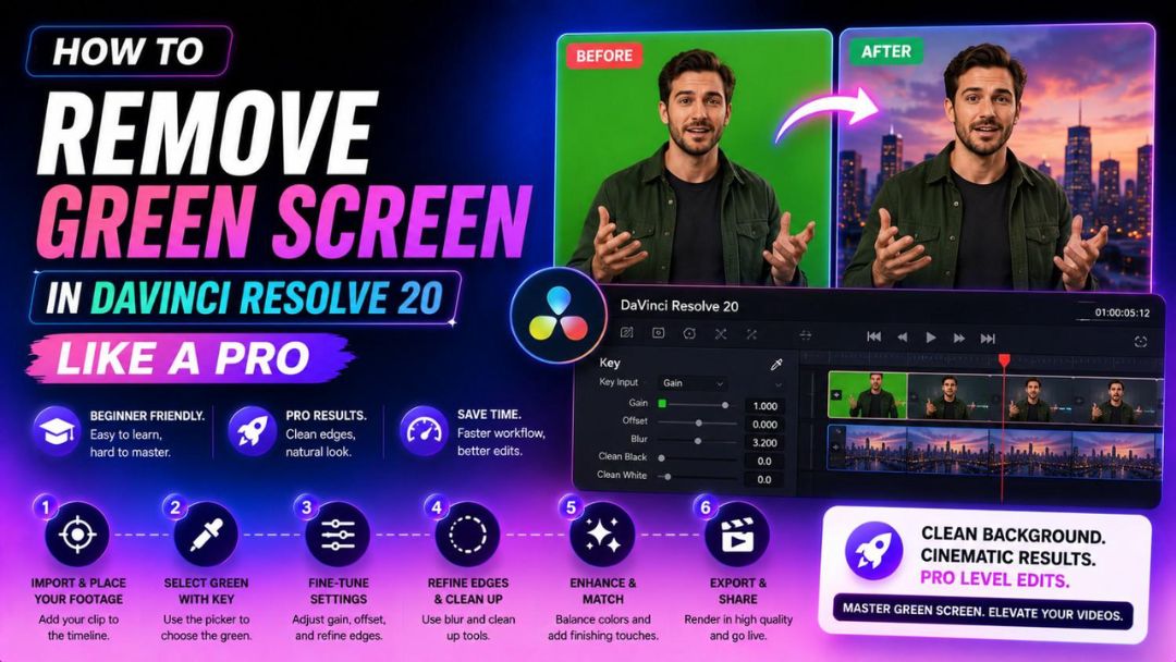 How to Remove Green Screen in DaVinci Resolve 20 Like a Pro