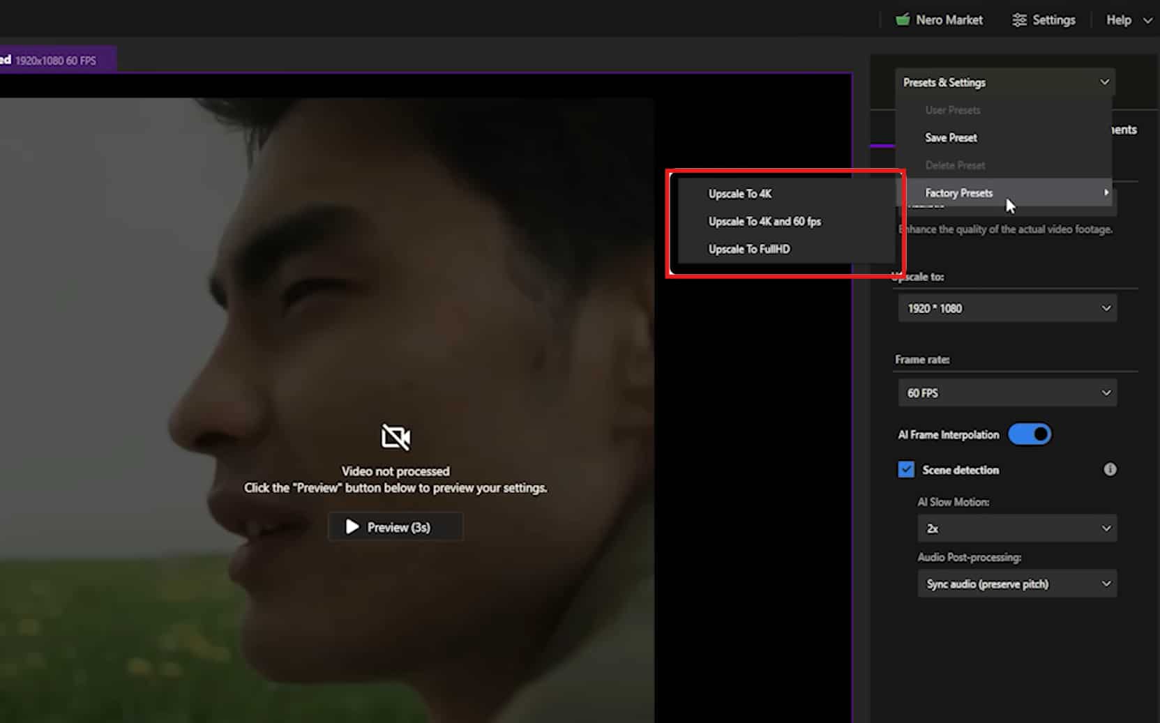 choose resolution presets