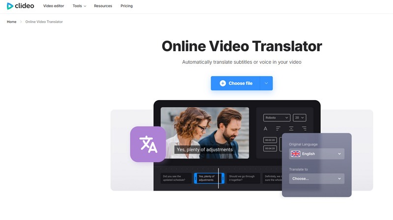 clideo video translator