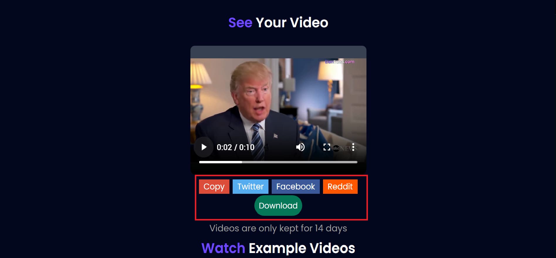 Preview and share the video