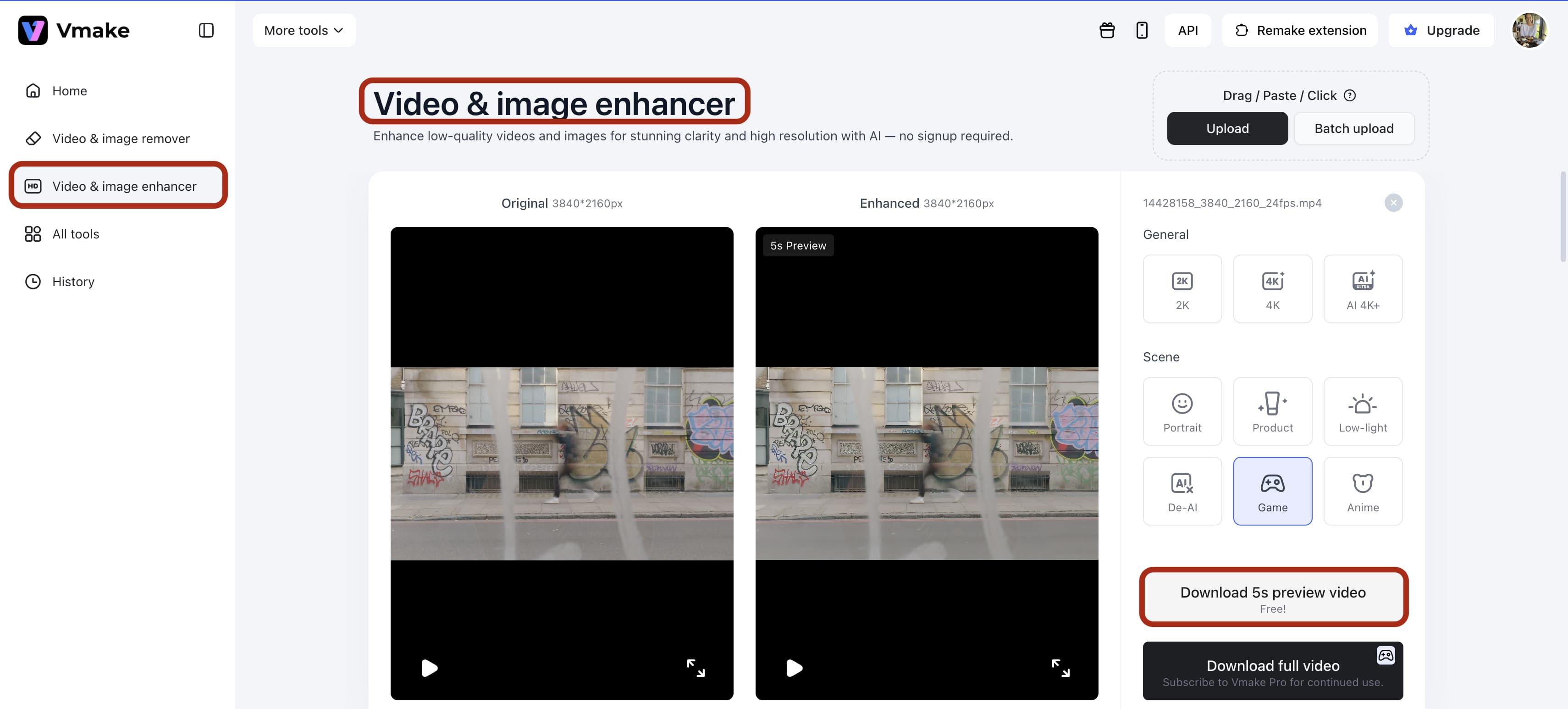Preview and optimize enhancements