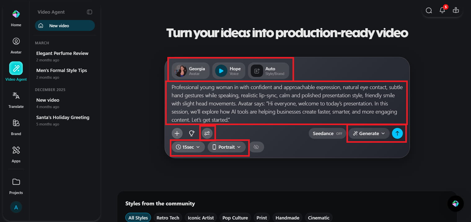 Set up your video in Video Agent