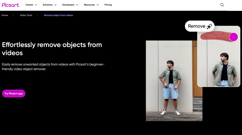 PicsArt remove object from video