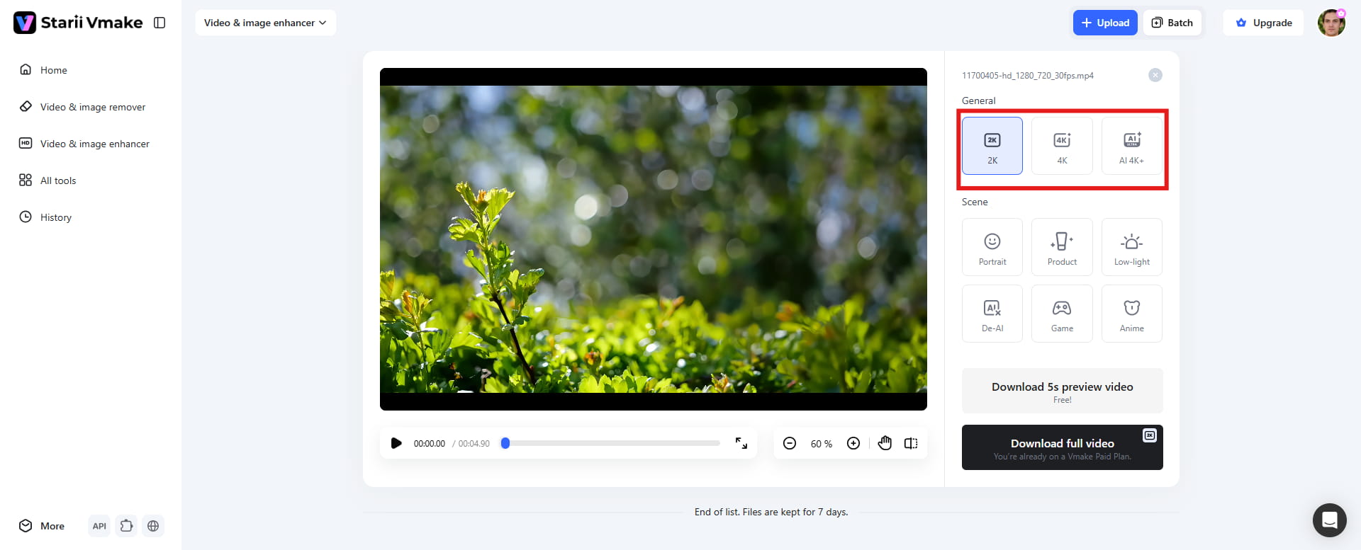 choose the resolution preset