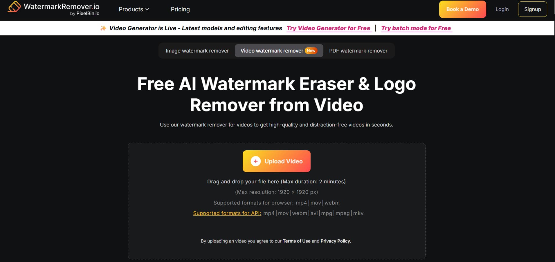 WatermarkRemover.io interface