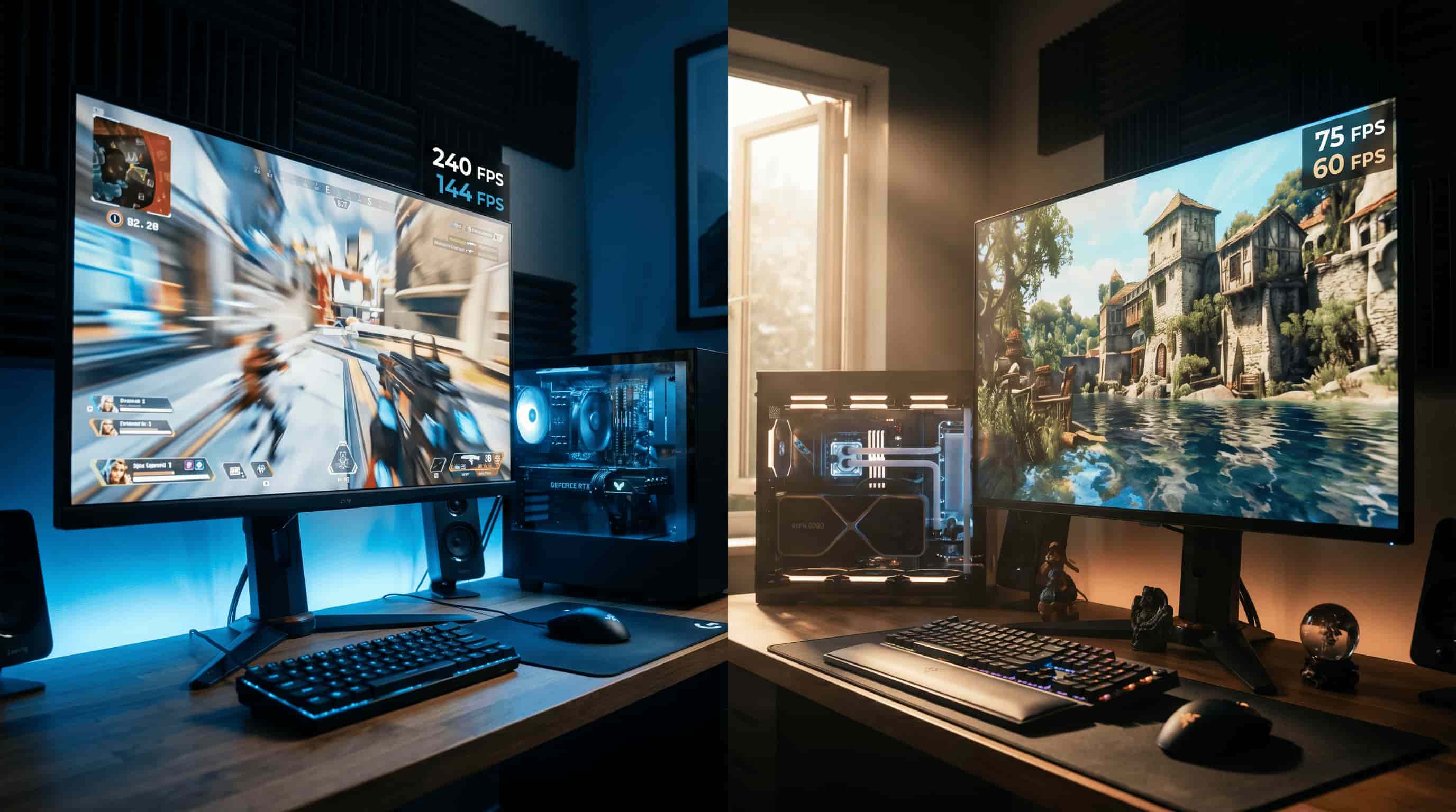 Gaming setup showing 1080p and 4K visuals 