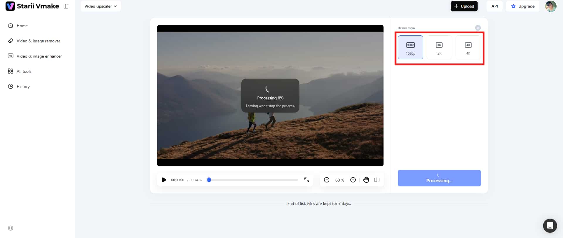 select the resolution preset