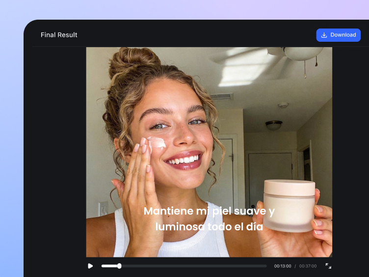 Export a translated video in up to 4K