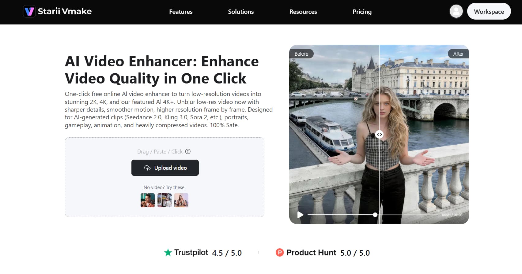 Vmake AI video enhancer