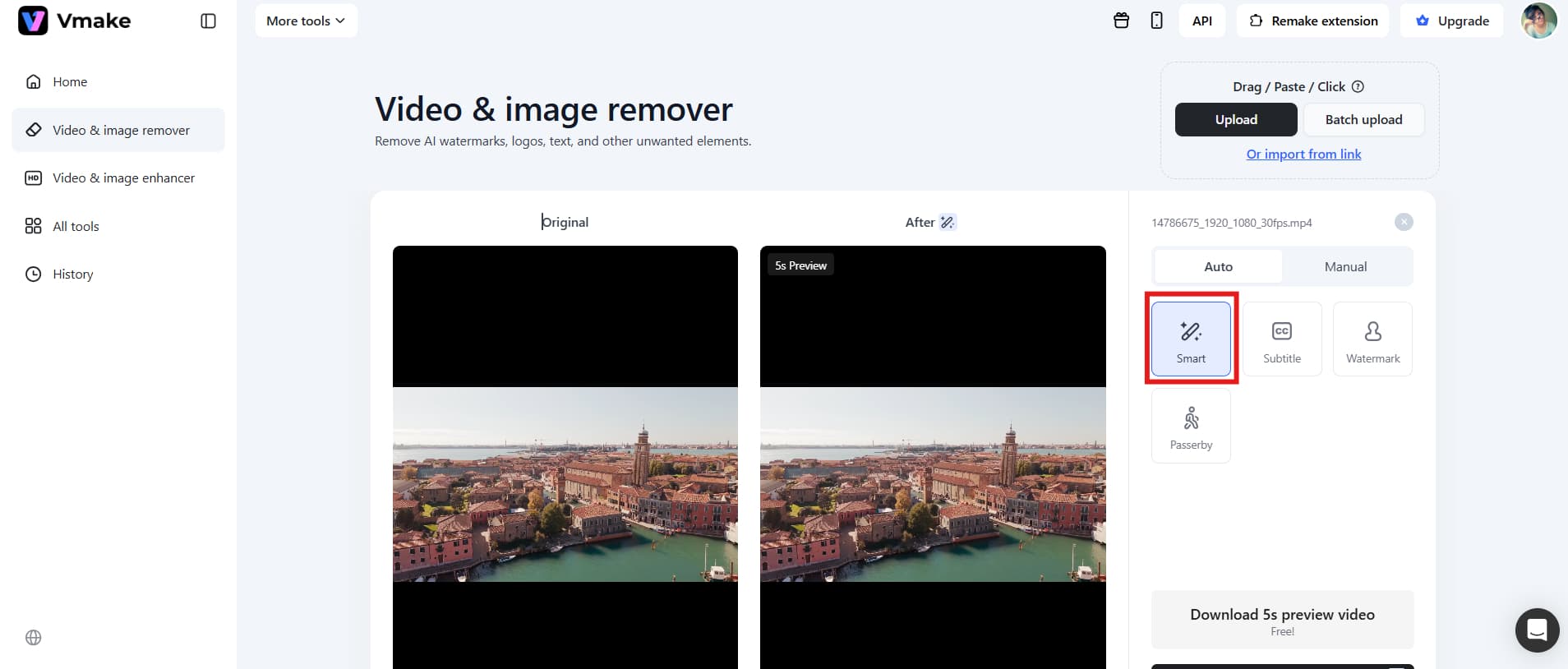 remove the watermark automatically