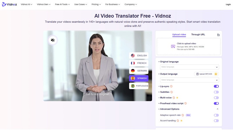 vidnoz video translator