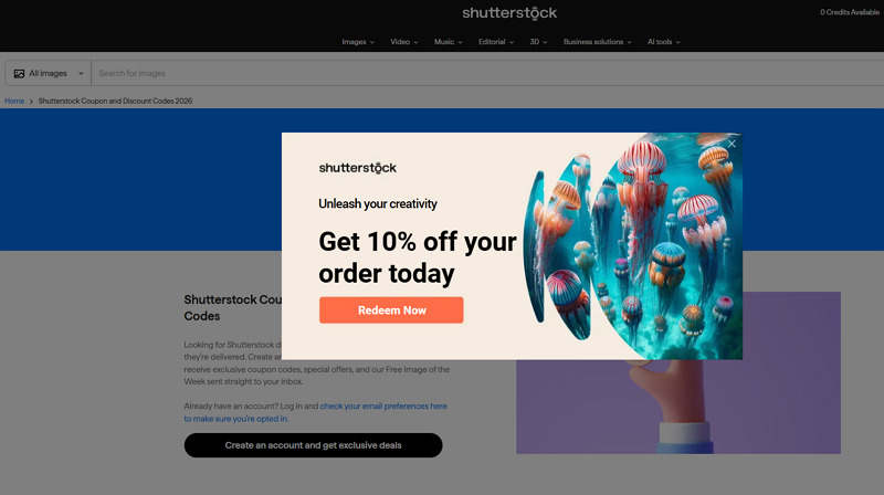 Use Shutterstock Free Trials or Promotions