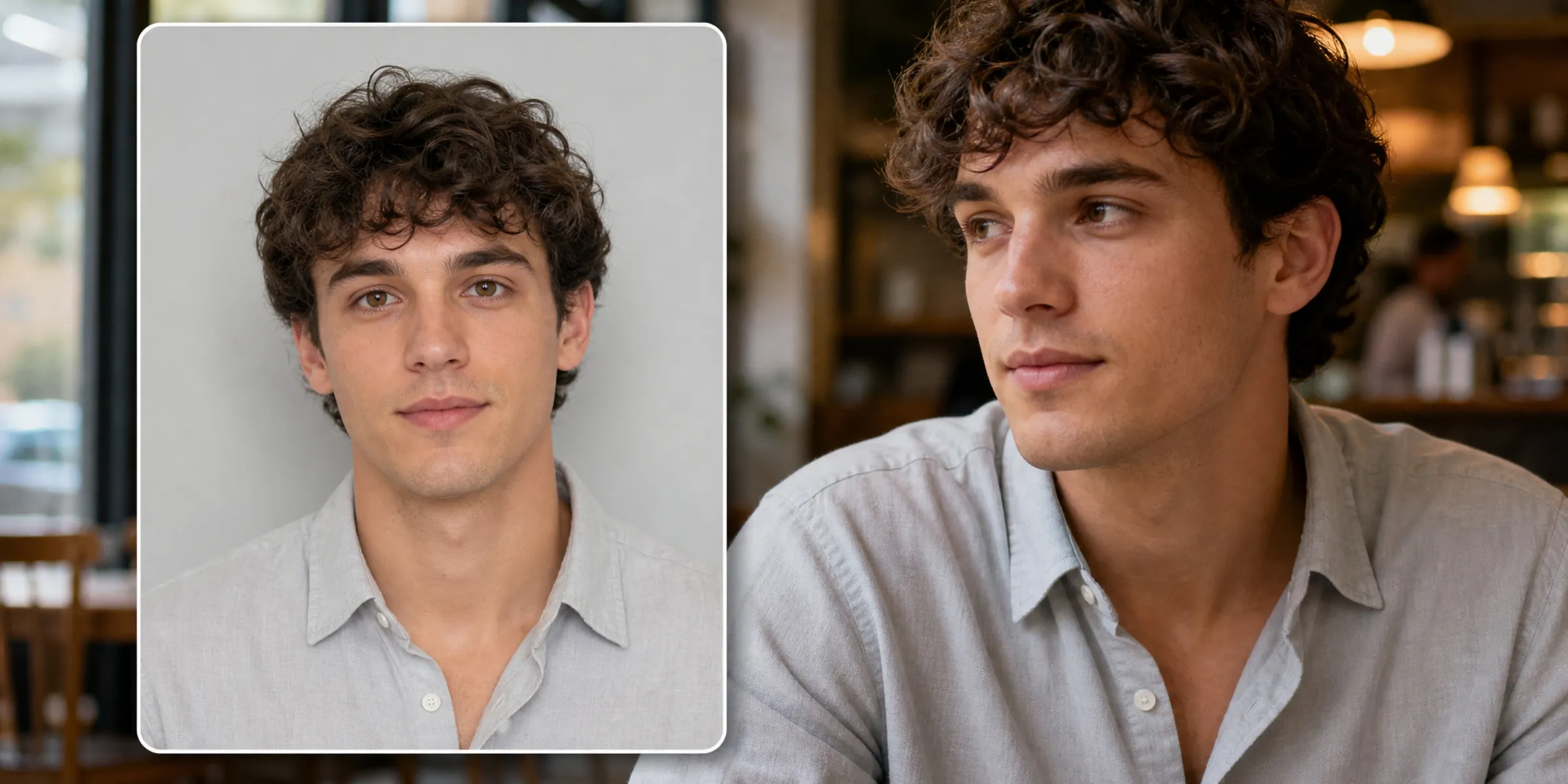 Man portrait transformed into a passport photo