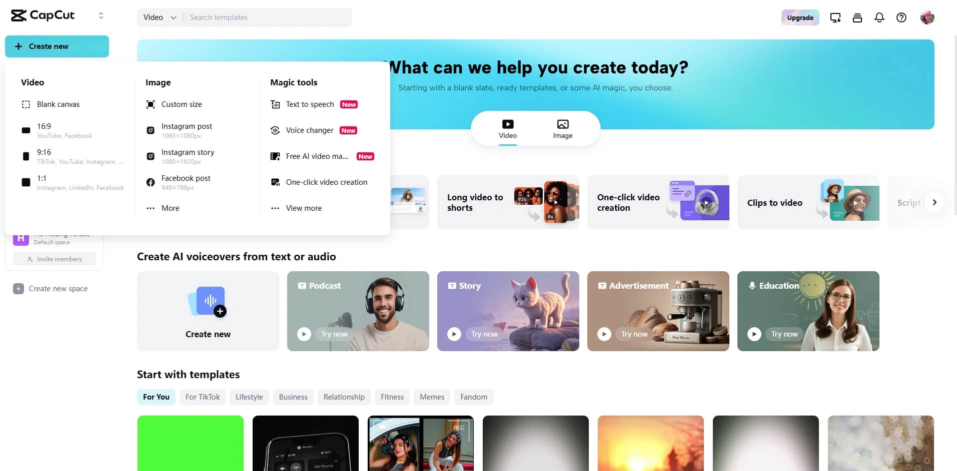 CapCut AI video generator