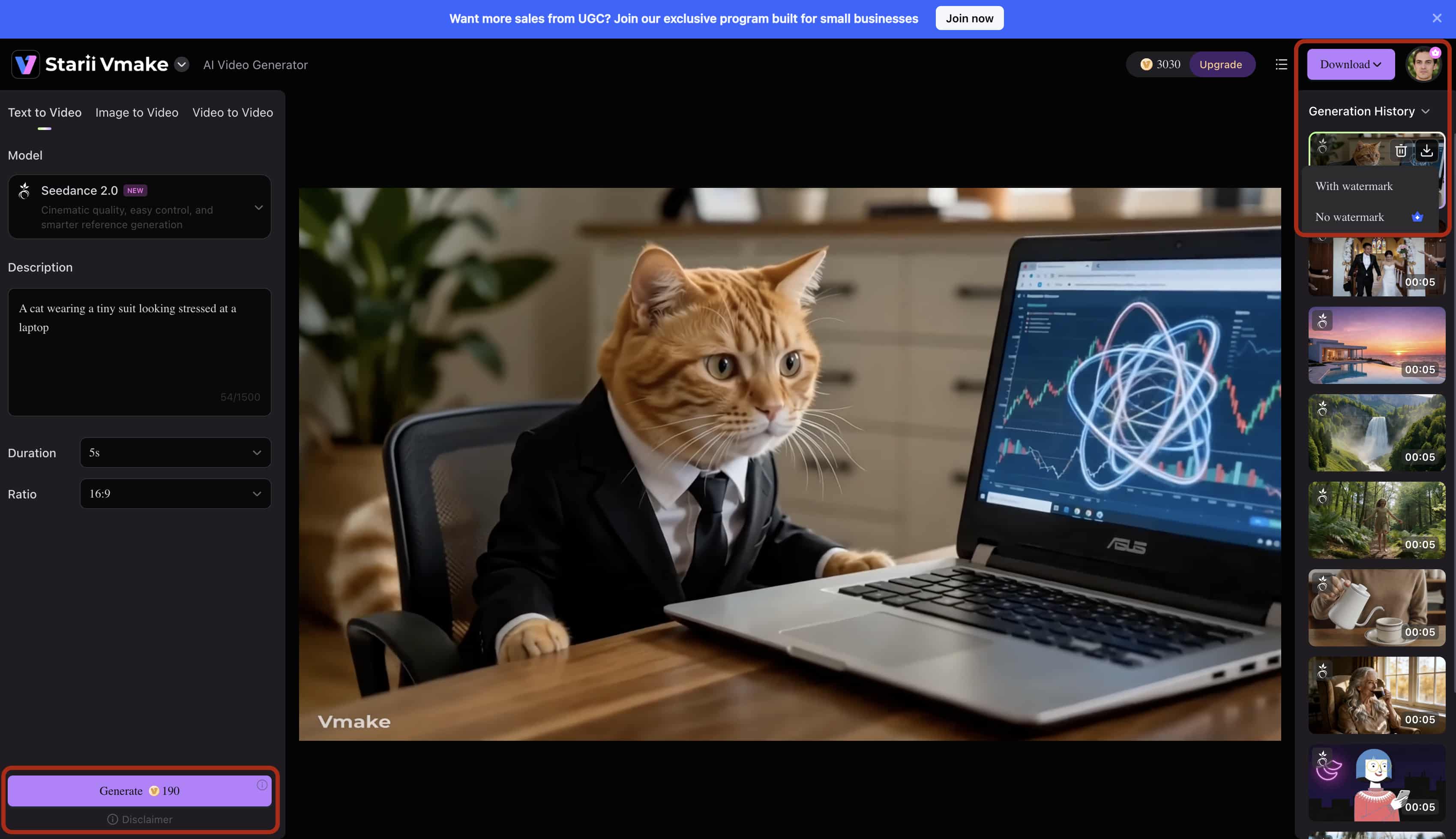 Preview the AI generated video and click 'Download' if the final output is as required