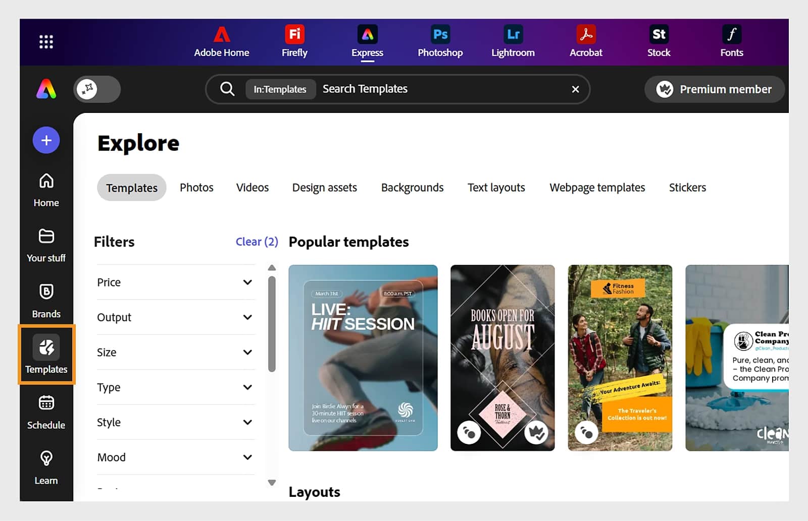 Adobe Express: Best for all-in-one design and quick editing tasks